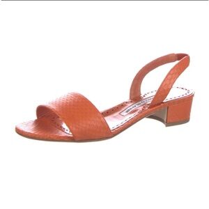 Manolo Blahnik
Patopia Snakeskin Slingback Sandals